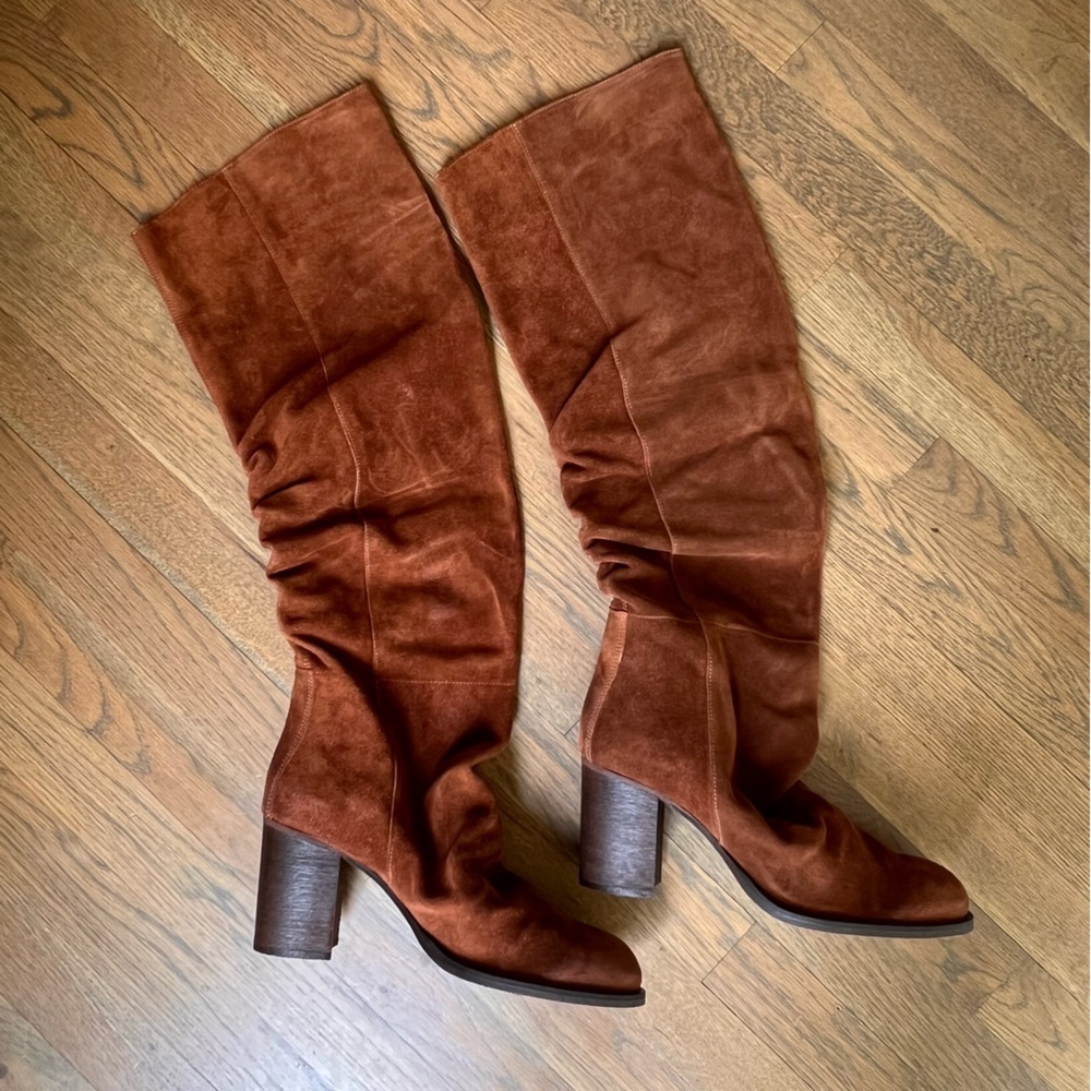 NWT Free People Elle Tall Knee High Slouch Boots Rust Suede EU 41 US 11 - Picture 5 of 14